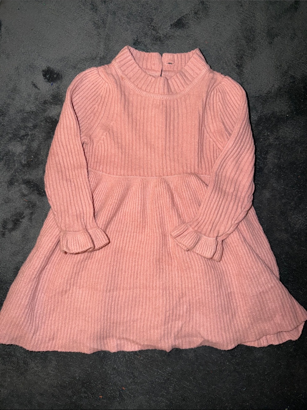Baby GAP Girls Pink Ribbed Long-Sleeve Knit Dress